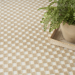 HomeRoots 8' Modern Tan Geometric Area Rug - Durable, Stylish Design for Living Rooms and High-Traffic Areas 8' X 10' 569771