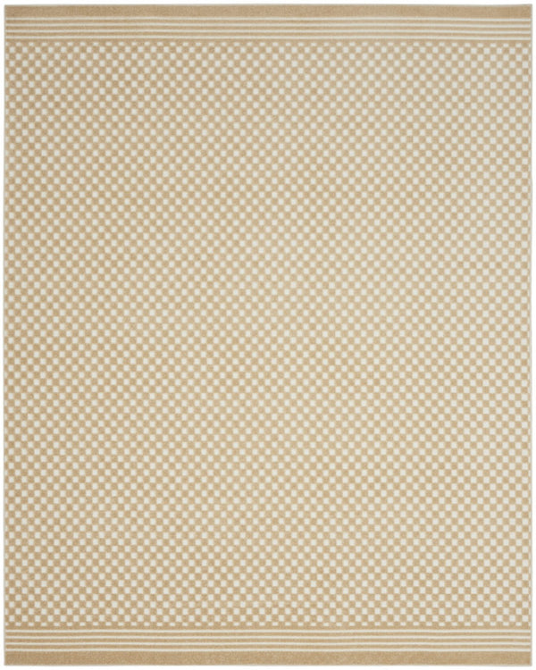 HomeRoots 8' Modern Tan Geometric Area Rug - Durable, Stylish Design for Living Rooms and High-Traffic Areas 8' X 10' 569771