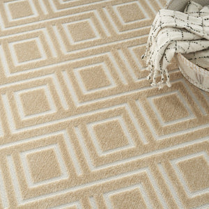 HomeRoots 8' Tan Geometric Area Rug - Modern, Easy-Care Floor Covering for Stylish Living Spaces and Durability 8' X 10' 569772