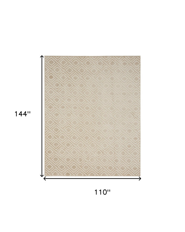 Homeroots 9' X 12' Beige Geometric Area Rug  Polypropylene 569776