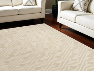 Homeroots 9' X 12' Beige Geometric Area Rug  Polypropylene 569776