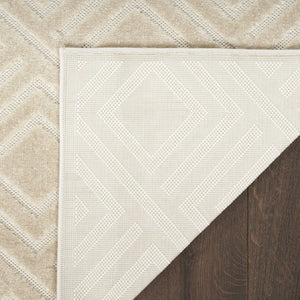 HomeRoots 9' Sophisticated Beige Geometric Area Rug for Modern Spaces - Durable, Low Pile, and Stylish Design 9' X 12' 569776