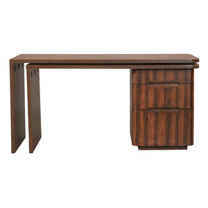 English Elm 90" Rotating L-shape Executive Desk Natural Melamine Mdf Surface Three Drawers Home Office Walnut N751S383638W
