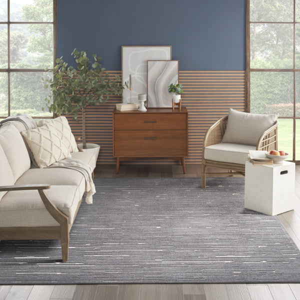 HomeRoots 9' Gray Geometric Area Rug - Modern Style, Durable Construction, Perfect for High-Traffic Spaces 9' X 12' 569790