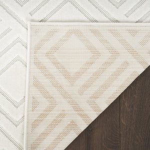 HomeRoots 9' Ivory Geometric Area Rug - Modern Elegance for Living Spaces, Durable, Low-Pile, Easy Care Design 9' X 12' 569793