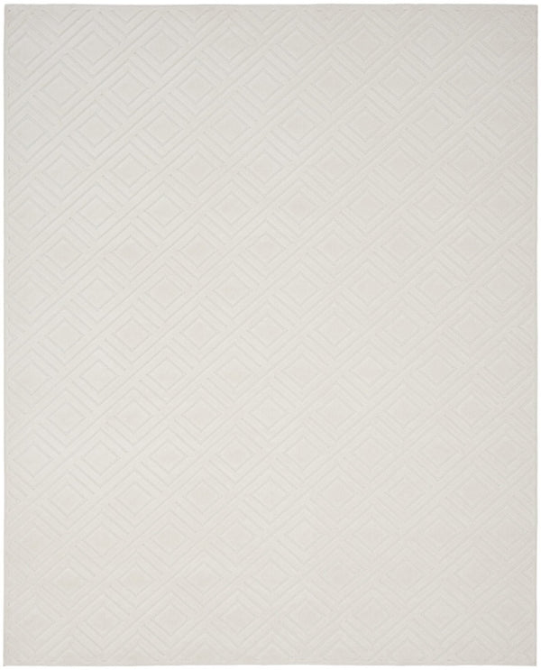 HomeRoots 9' Ivory Geometric Area Rug - Modern Elegance for Living Spaces, Durable, Low-Pile, Easy Care Design 9' X 12' 569793