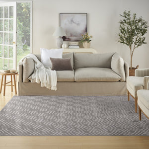 HomeRoots 9' Gray Geometric Area Rug - Stylish, Durable Design for Modern Spaces | Perfect for Living & Dining Rooms 9' X 12' 569797