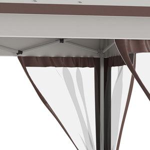 English Elm Outsunny 12' X 12' Instant Pop-Up Canopy Tent With Mesh Walls, Adjustable Height, Beige & Brown Shade W2225P174190-GIGA