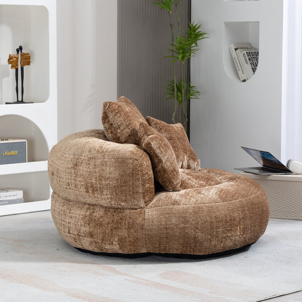 English Elm Lazy Sofa Oversized Ergonomic Bean Bag Lounger with High Wrap Back, Plush Chenille Foam Comfort for Living Room, Bedroom, Office Coffee W395P252063