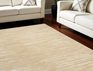 HomeRoots 7' Modern Tan Geometric Area Rug - Stylish, Durable Design for Living Rooms & High-Traffic Spaces 9' X 12' 569801