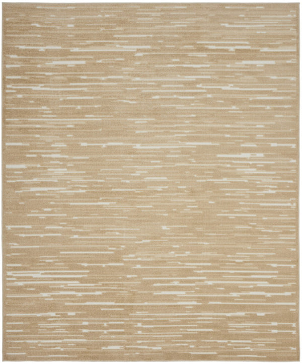 HomeRoots 7' Modern Tan Geometric Area Rug - Stylish, Durable Design for Living Rooms & High-Traffic Spaces 9' X 12' 569801