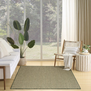 HomeRoots 6' Green and Taupe Geometric Area Rug - Stylish Indoor/Outdoor Flatwoven Design for Versatile Use 569811