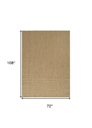 HomeRoots 6' Tan and Brown Geometric Area Rug - Stylish Indoor/Outdoor Flatwoven Design for Year-Round Use 569812