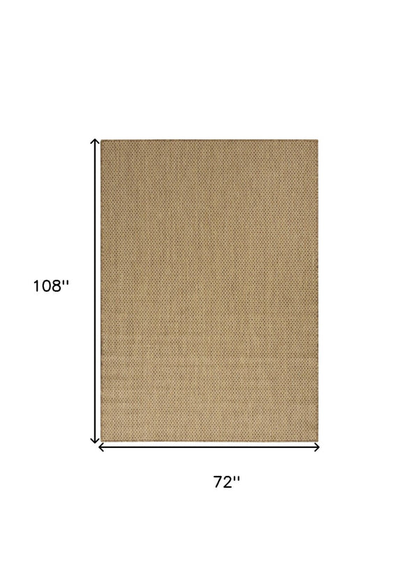 HomeRoots 6' Tan and Brown Geometric Area Rug - Stylish Indoor/Outdoor Flatwoven Design for Year-Round Use 569812