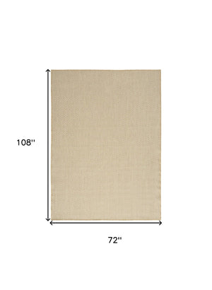 HomeRoots 6' x 9' Natural Ivory Geometric Area Rug - Durable Indoor/Outdoor Style for Modern Spaces 569813