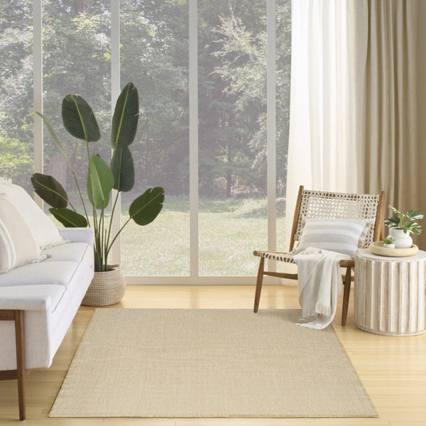 HomeRoots 6' x 9' Natural Ivory Geometric Area Rug - Durable Indoor/Outdoor Style for Modern Spaces 569813