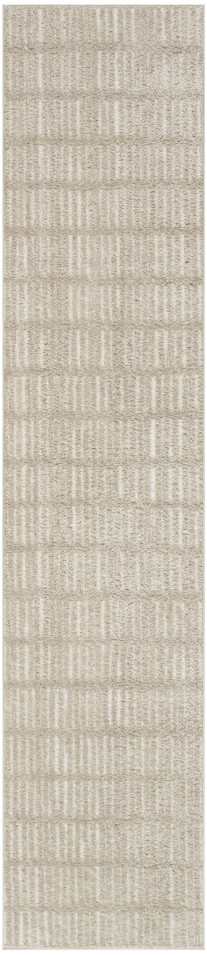 Homeroots 10' Ivory And Gray Geometric Runner Rug - Stylish, Durable, Stain-resistant For Hallways And More  Polyester 569814