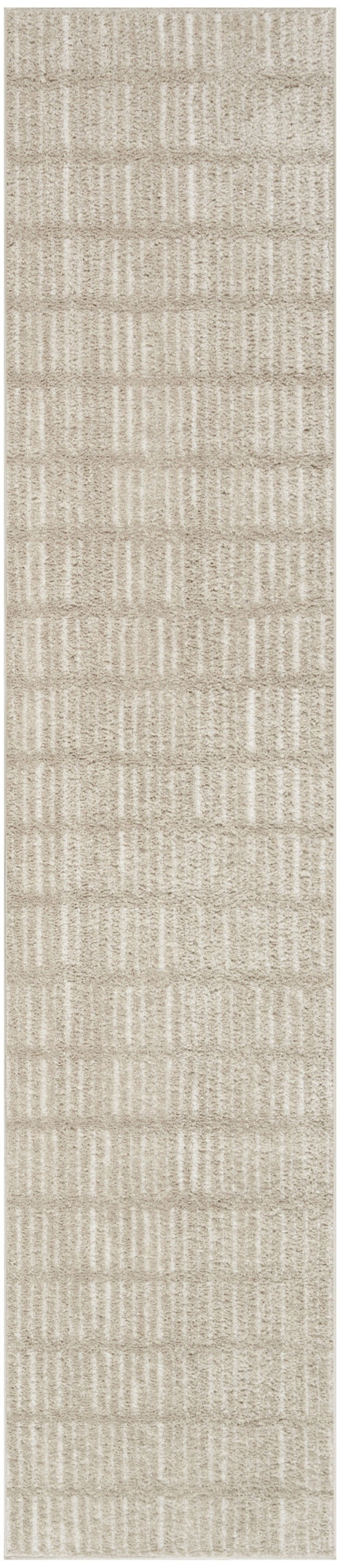 Homeroots 10' Ivory And Gray Geometric Runner Rug - Stylish, Durable, Stain-resistant For Hallways And More  Polyester 569814