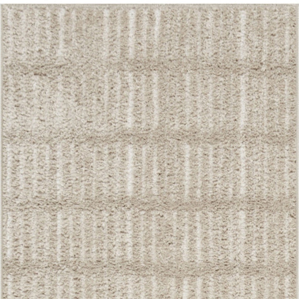 Homeroots 10' Ivory And Gray Geometric Runner Rug - Stylish, Durable, Stain-resistant For Hallways And More  Polyester 569814