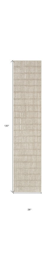 Homeroots 10' Ivory And Gray Geometric Runner Rug - Stylish, Durable, Stain-resistant For Hallways And More  Polyester 569814