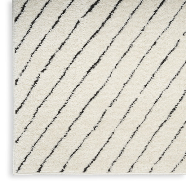 Homeroots 10' Ivory And Black Geometric Runner Rug - Stylish, Durable, Stain-resistant Accent For Any Space  Polyester 569815