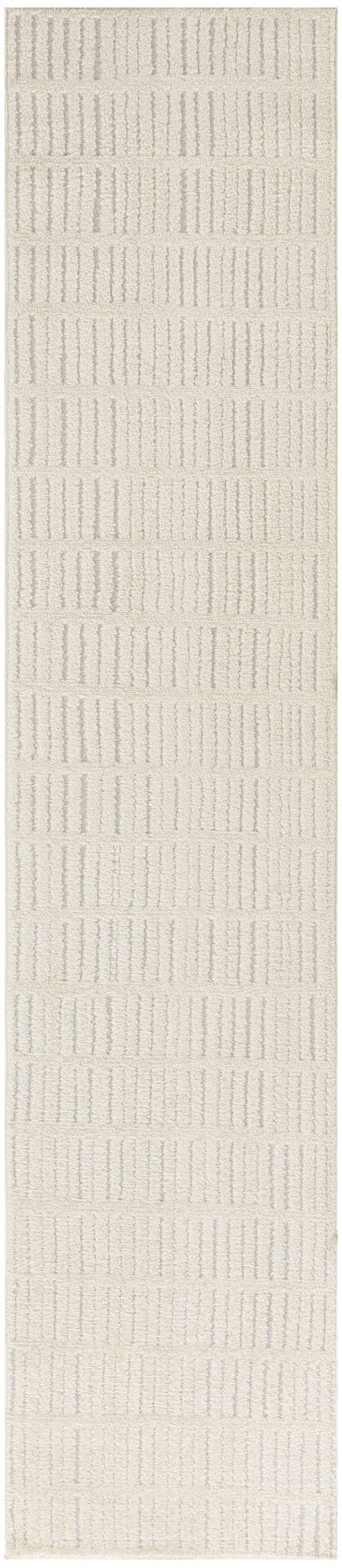 Homeroots 10' Ivory And Gray Geometric Runner Rug - Stylish, Durable, Stain-resistant For Hallways And More  Polyester 569817