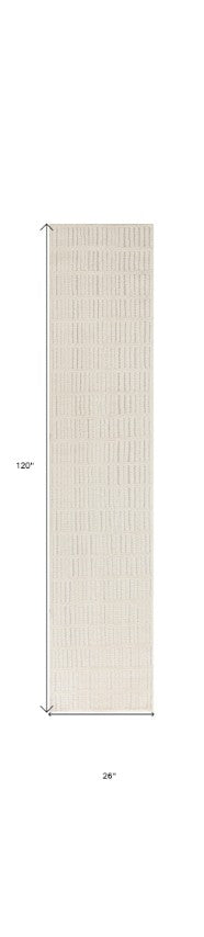 Homeroots 10' Ivory And Gray Geometric Runner Rug - Stylish, Durable, Stain-resistant For Hallways And More  Polyester 569817