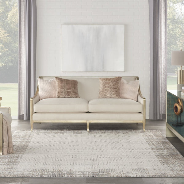 HomeRoots 8' Ivory and Gray Abstract Area Rug - Stylish, Durable, Stain-Resistant Design for Modern Spaces 9' X 12' 569827