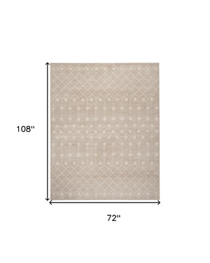 Homeroots 6' X 9' Beige Geometric Power Loom Area Rug  Polypropylene 569848