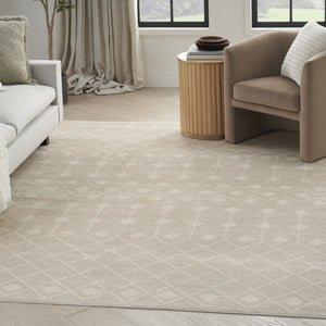 Homeroots 6' X 9' Beige Geometric Power Loom Area Rug  Polypropylene 569848