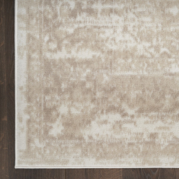 HomeRoots 6' Elegant Ivory Floral Power Loom Area Rug for Timeless Charm in Living Rooms and Bedrooms 6' X 9' 569850