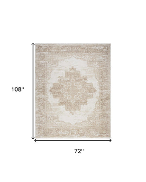 Homeroots 6' X 9' Ivory Floral Power Loom Area Rug  Polypropylene 569850