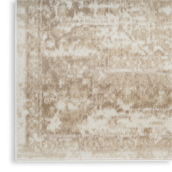 HomeRoots 6' Elegant Ivory Floral Power Loom Area Rug for Timeless Charm in Living Rooms and Bedrooms 6' X 9' 569850