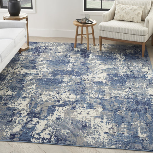 HomeRoots 6' Blue Abstract Power Loom Area Rug - Modern Design for Living Rooms, Bedrooms & Home Offices 6' X 9' 569851