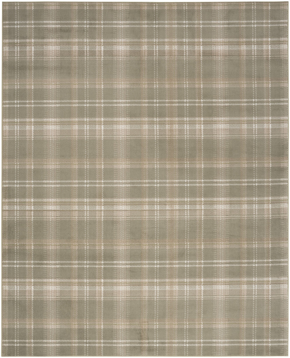 Homeroots 6' X 9' Olive Green And Ivory Plaid Area Rug  Polypropylene 569852