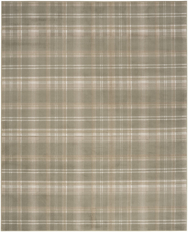 Homeroots 6' X 9' Olive Green And Ivory Plaid Area Rug  Polypropylene 569852