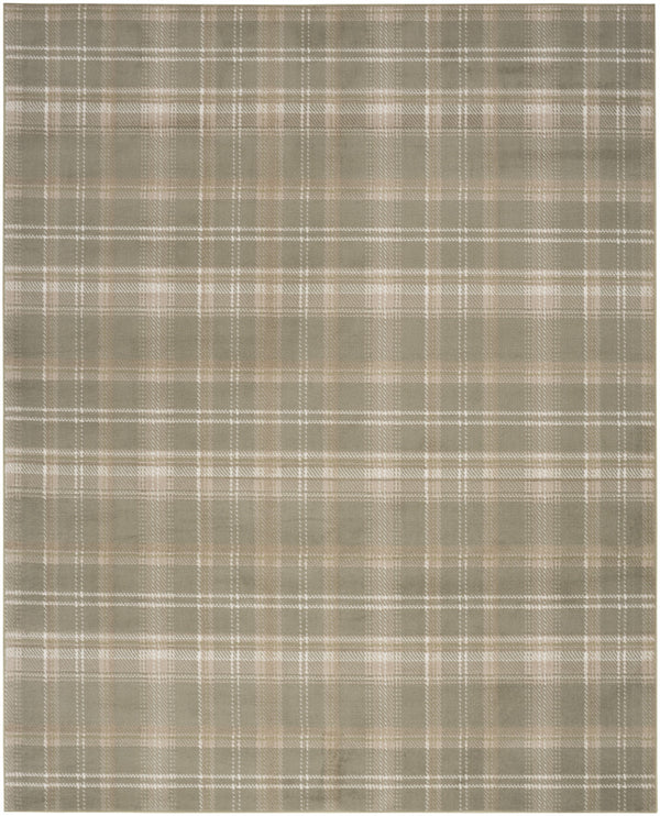 Homeroots 6' X 9' Olive Green And Ivory Plaid Area Rug  Polypropylene 569852