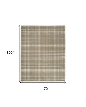 Homeroots 6' X 9' Olive Green And Ivory Plaid Area Rug  Polypropylene 569852