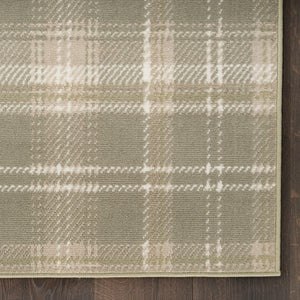 Homeroots 6' X 9' Olive Green And Ivory Plaid Area Rug  Polypropylene 569852