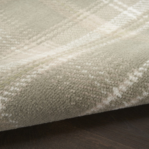 HomeRoots 6' Olive Green and Ivory Plaid Area Rug - Cozy, Durable Design Perfect for Family Spaces and More 6' X 9' 569852