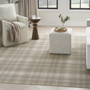Homeroots 6' X 9' Olive Green And Ivory Plaid Area Rug  Polypropylene 569852