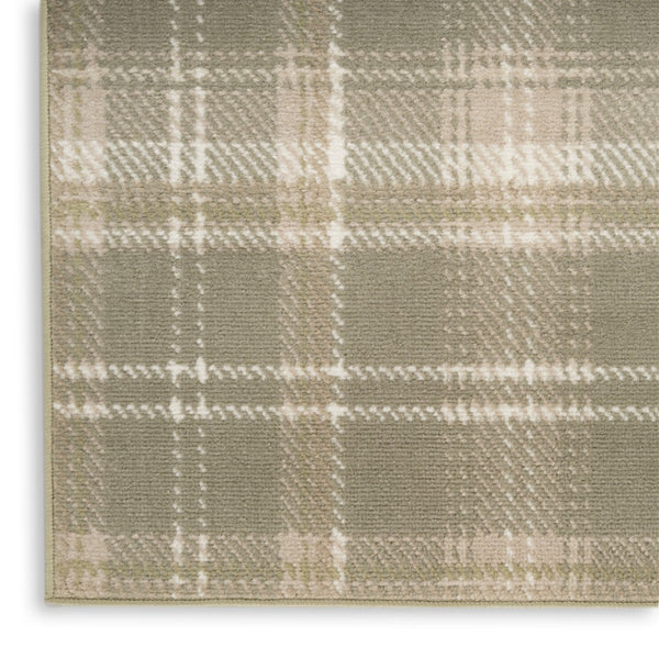 HomeRoots 6' Olive Green and Ivory Plaid Area Rug - Cozy, Durable Design Perfect for Family Spaces and More 6' X 9' 569852