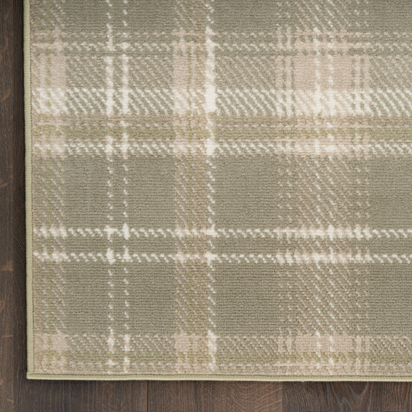 Homeroots 6' X 9' Olive Green And Ivory Plaid Area Rug  Polypropylene 569852