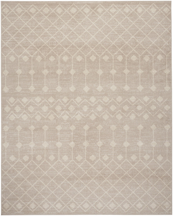 Homeroots 7' X 10' Beige Geometric Power Loom Area Rug  Polypropylene 569854