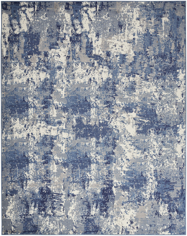 Homeroots 7' X 10' Blue Abstract Power Loom Area Rug  Polypropylene 569857