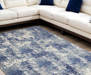 Homeroots 7' X 10' Blue Abstract Power Loom Area Rug  Polypropylene 569857