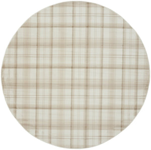 HomeRoots 8' Ivory Plaid Round Rug - Timeless Power-Loomed Design for Classic Elegance in Any Space 8' Round 569860