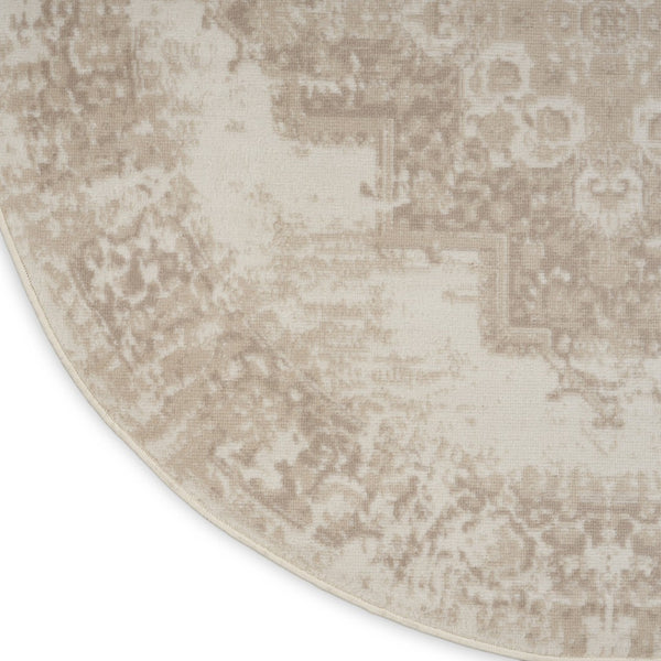 HomeRoots 6' Elegant Ivory Floral Power Loom Area Rug for Timeless Charm in Living Rooms and Bedrooms 8' Round 569861