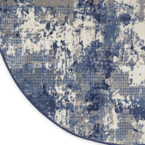 HomeRoots 6' Blue Abstract Power Loom Area Rug - Modern Design for Living Rooms, Bedrooms & Home Offices 8' Round 569862