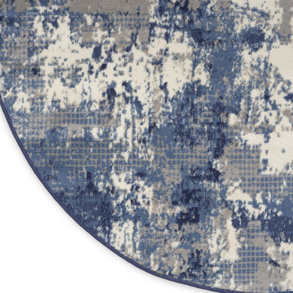 HomeRoots 6' Blue Abstract Power Loom Area Rug - Modern Design for Living Rooms, Bedrooms & Home Offices 8' Round 569862